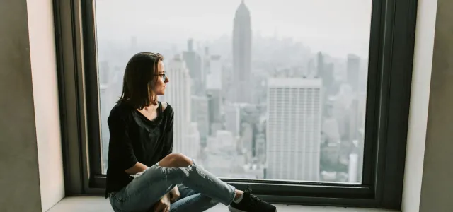 woman looking at a skyline